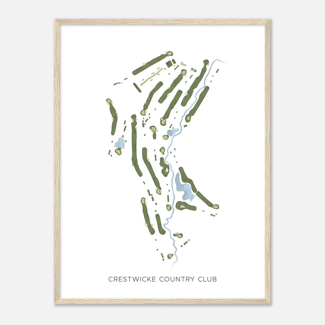 Crestwicke Country Club Modern Watercolor Map Golfer Gift Poster
