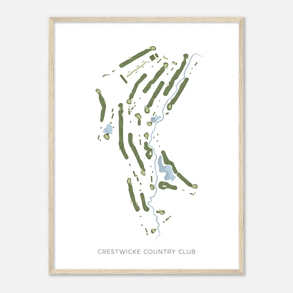 Crestwicke Country Club Illinois Modern Watercolor Map Golfer Gift Golf Wall Art Golf Poster Print Course Layout