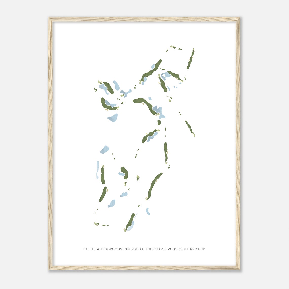 Heatherwoods Course Charlevoix Country Club Modern Golf Map Poster - Image 2