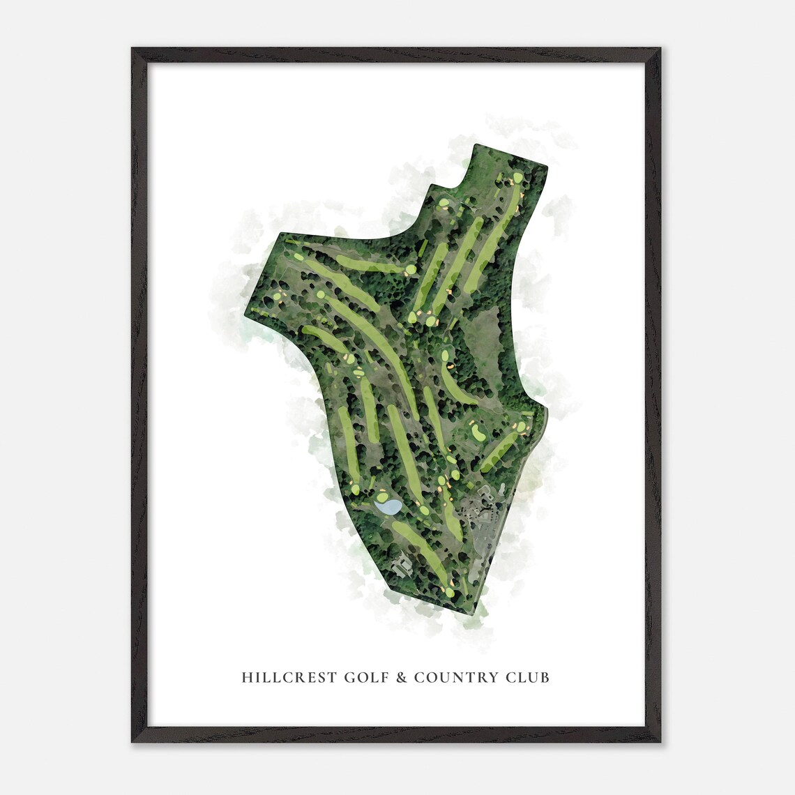 Hillcrest Golf and Country Club Watercolor Aerial Map Art Poster Gift - Image 3