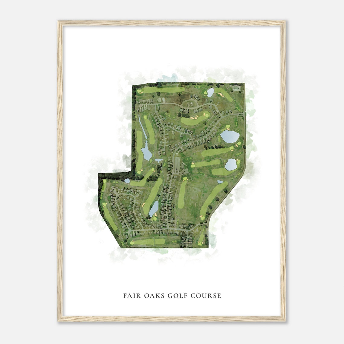 Fair Oaks Golf Course Classic Watercolor Golf Course Map Poster - Image 2