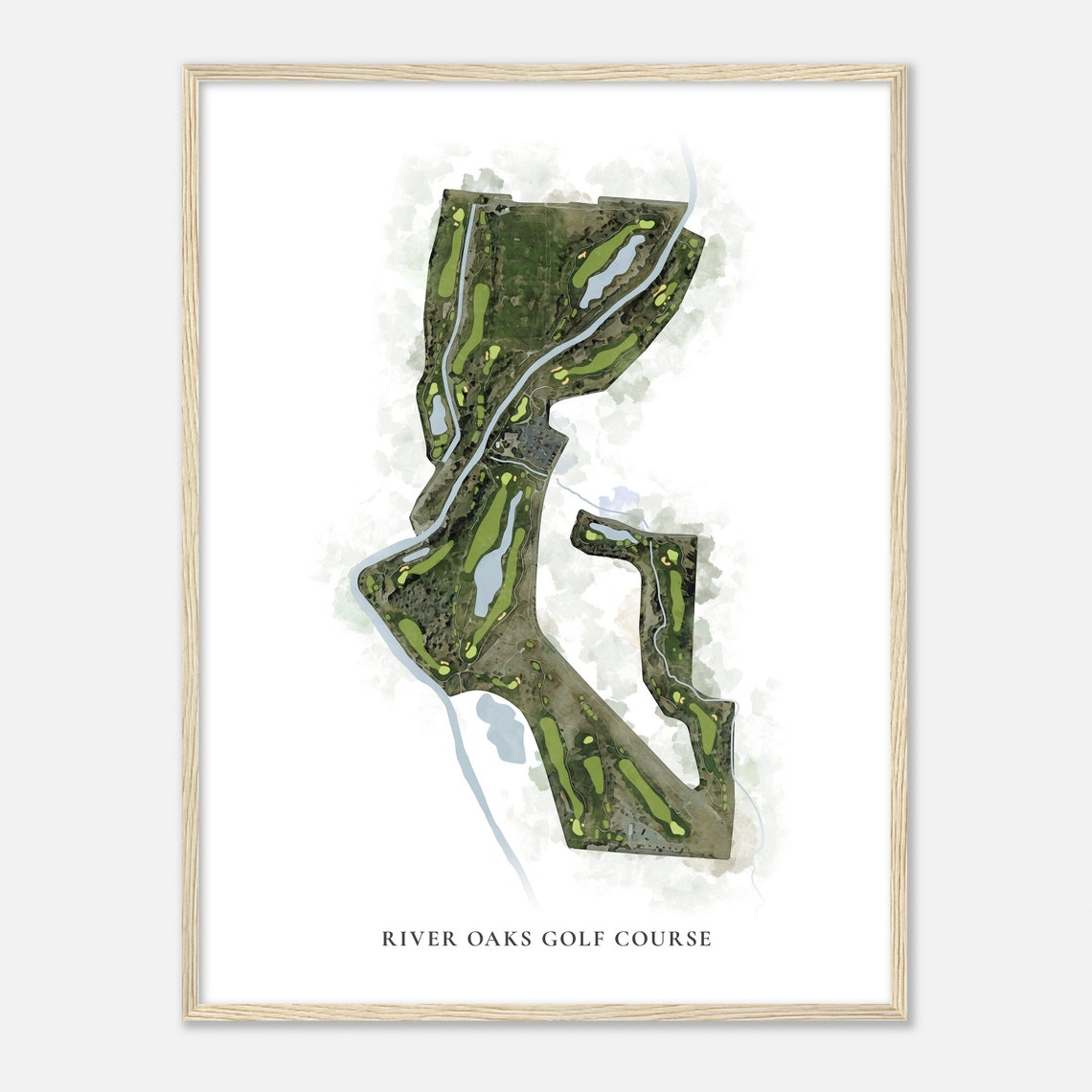 River Oaks Golf Course Utah Classic Watercolor Golf Map Print - Image 2