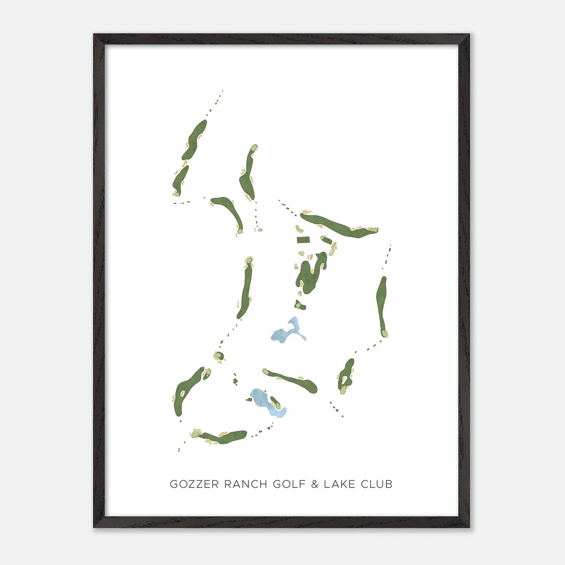 Gozzer Ranch Golf and Lake Club Watercolor Layout Map Art Poster Gift - Image 3