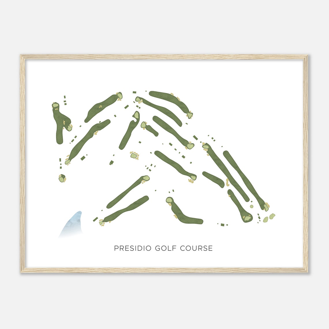 Presidio Golf Course California Modern Minimalist Golf Map Print