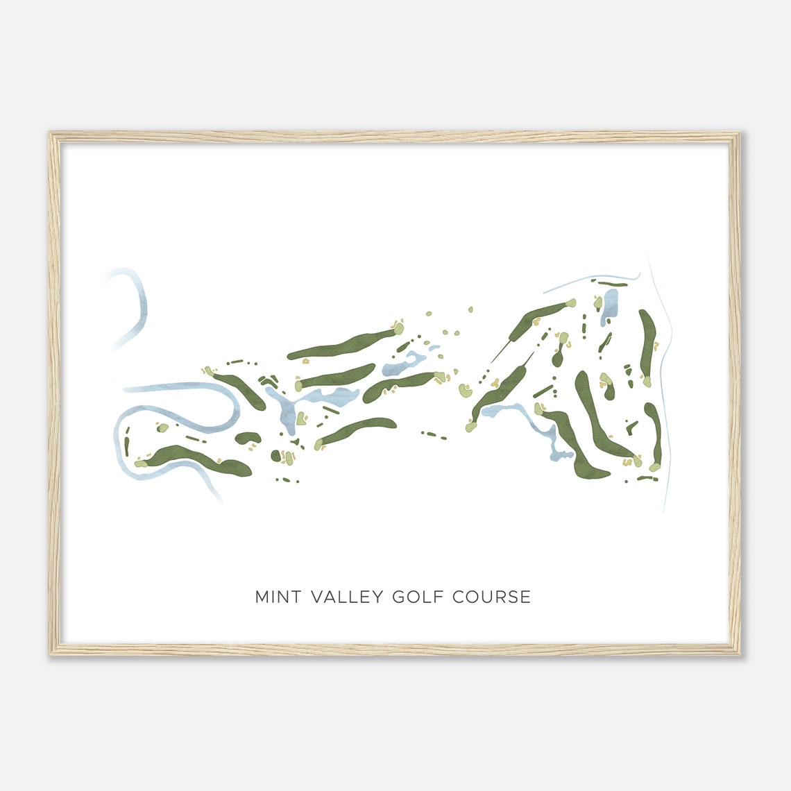 Mint Valley Golf Course Modern Watercolor Fairway Map Poster - Image 2