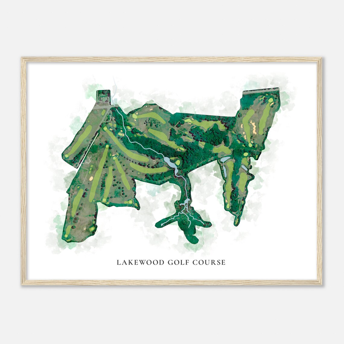 Lakewood Golf Course Maine Classic Watercolor Map Golfer Gift Golf Wall Art Golf Poster Print Course Layout