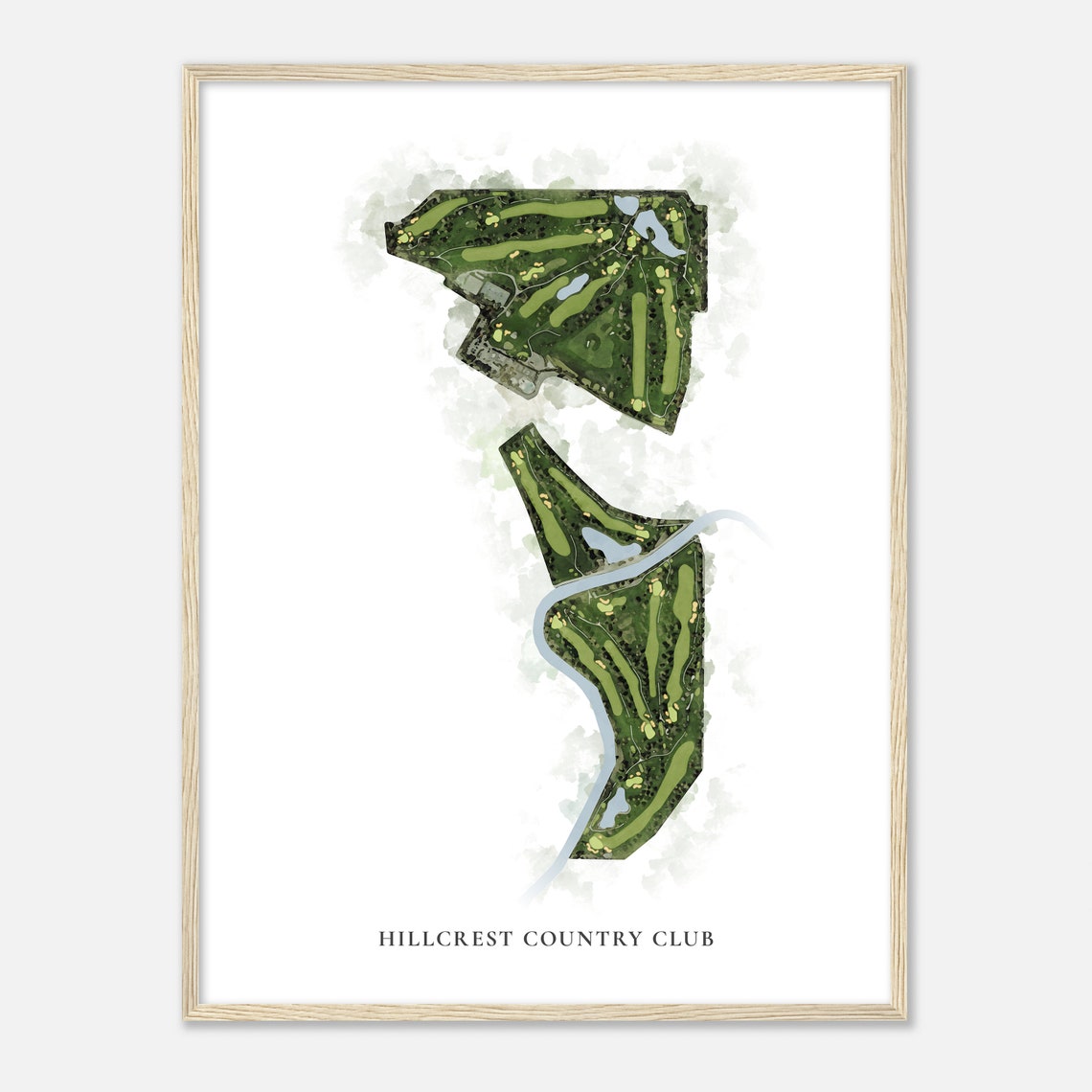 Hillcrest Country Club Idaho Classic Aerial Watercolor Map Poster