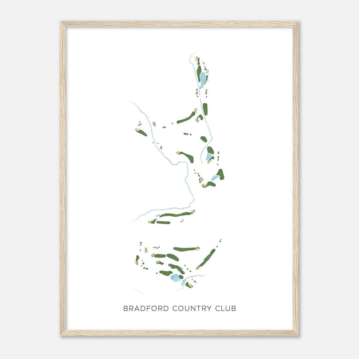 Bradford Country Club Massachusetts Modern Watercolor Golf Map Poster
