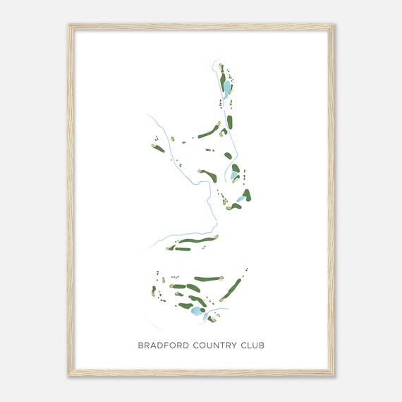 Bradford Country Club Massachusetts Modern Watercolor Map Golfer Gift Golf Wall Art Golf Poster Print Course Layout