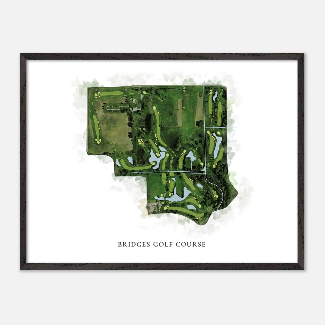 Bridges Golf Course Classic Watercolor Aerial Map Art Poster - Image 5