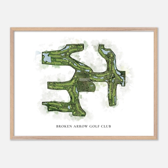 Broken Arrow Golf Club Classic Watercolor Course Map Art Poster