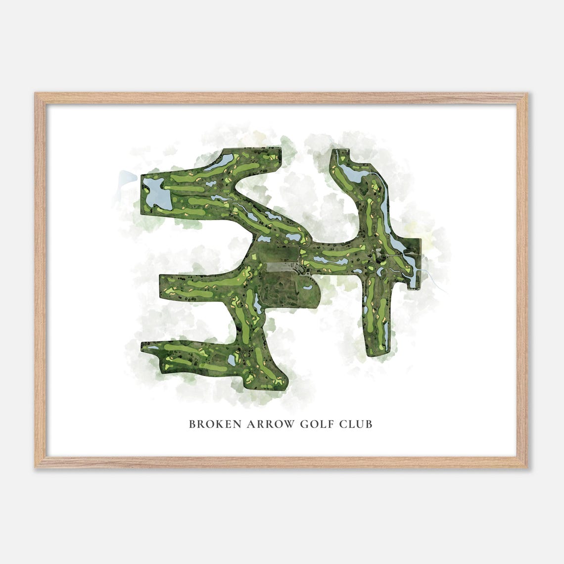 Broken Arrow Golf Club Classic Watercolor Course Map Art Poster