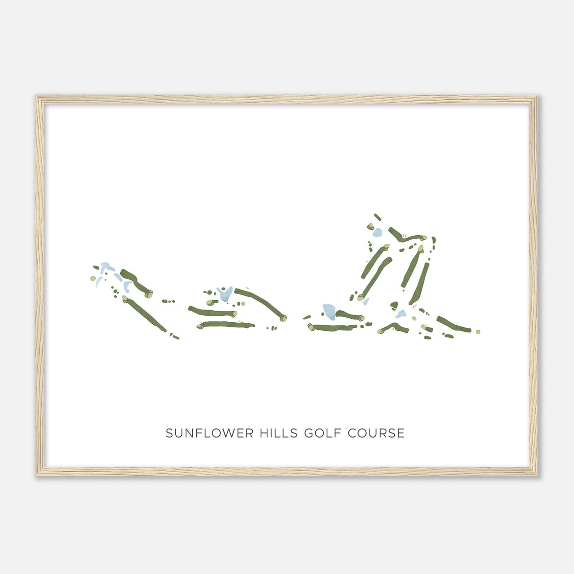 Sunflower Hills Golf Course Modern Watercolor Course Map Wall Art