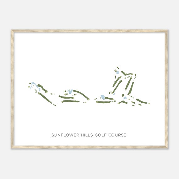 Sunflower Hills Golf Course Kansas Modern Watercolor Map Golfer Gift Golf Wall Art Golf Poster Print Course Layout