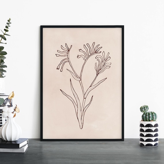 Kangaroo Paw Australian Native Floral Illustrative Print Wall Art A4 A3 A2 A1