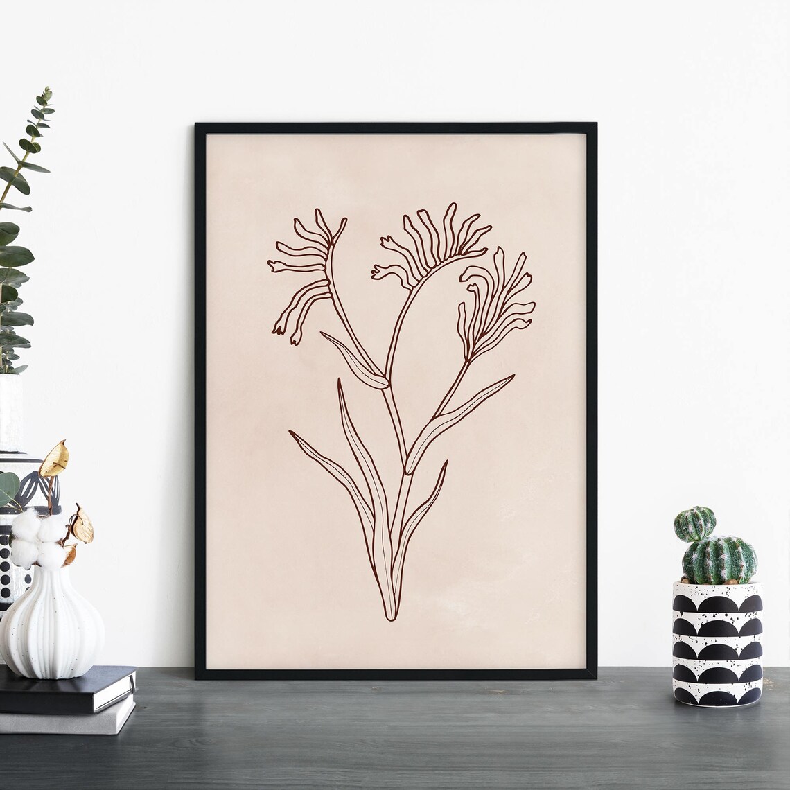 Kangaroo Paw Australian Native Floral Illustrative Print Wall Art A4 A3 A2 A1