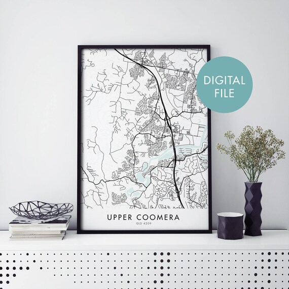Upper Coomera QLD 4209 Minimalist City Map Street Line Art Decor Poster