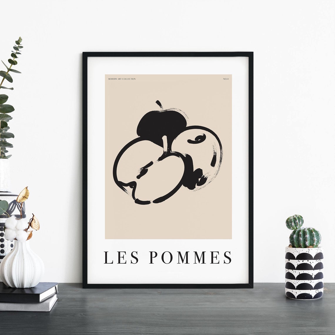 Les Pommes Apples Ink Sketch French Modern Art Collection Poster
