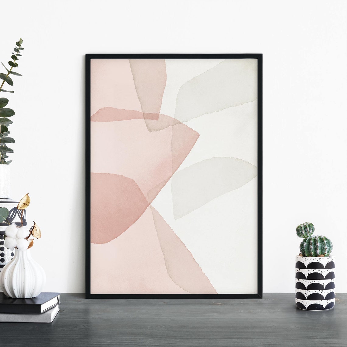 Soft Blush Watercolor Organic Overlapping Shapes Abstract Art Print