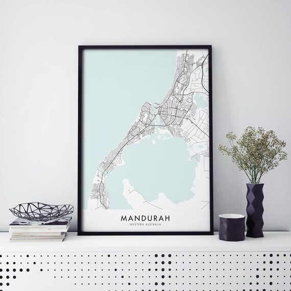 Mandurah Western Australia Coastal City Map Blue Water Poster