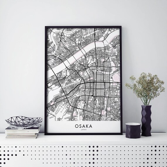 Osaka Japan Kansai Detailed Minimalist Street City Map Poster