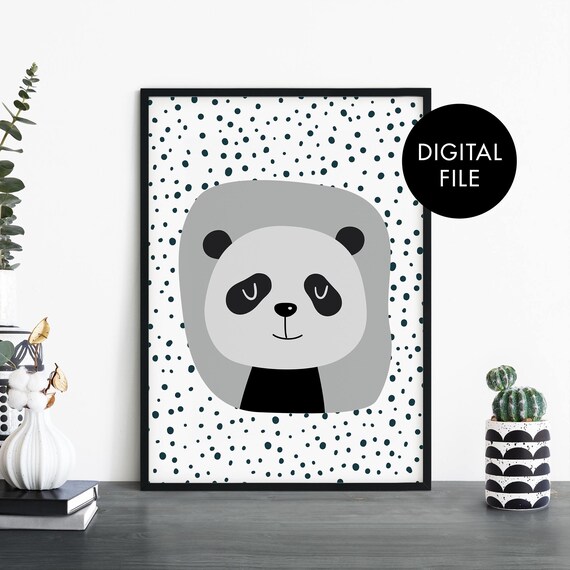 Panda Poster Print Wall Art Childrens Kids Boys Girls Nursery Bedroom At Home File