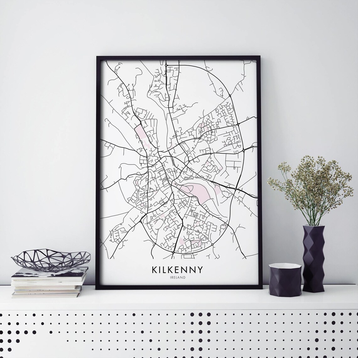 Kilkenny Ireland Minimalist Street Map Decorative Art Poster