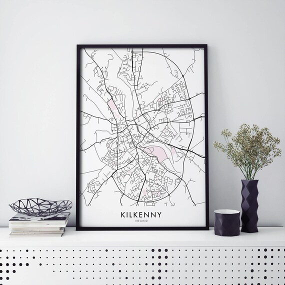 Kilkenny Ireland Minimalist Street Map Decorative Art Poster