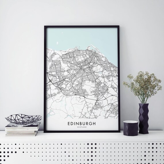 Edinburgh Scotland City Street Map Minimalist Monochrome Poster