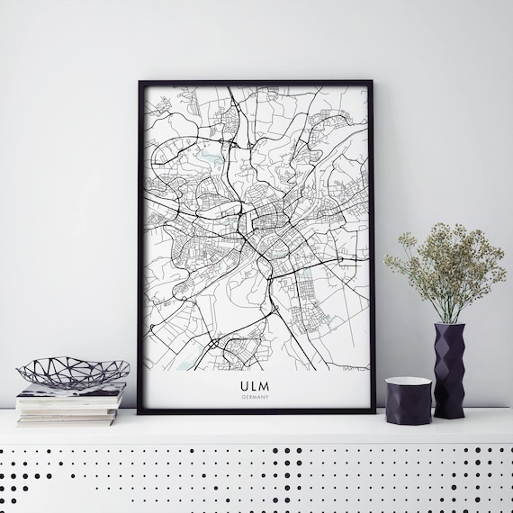 Ulm Germany Danube Riverside Modern Minimalist City Map Art Poster