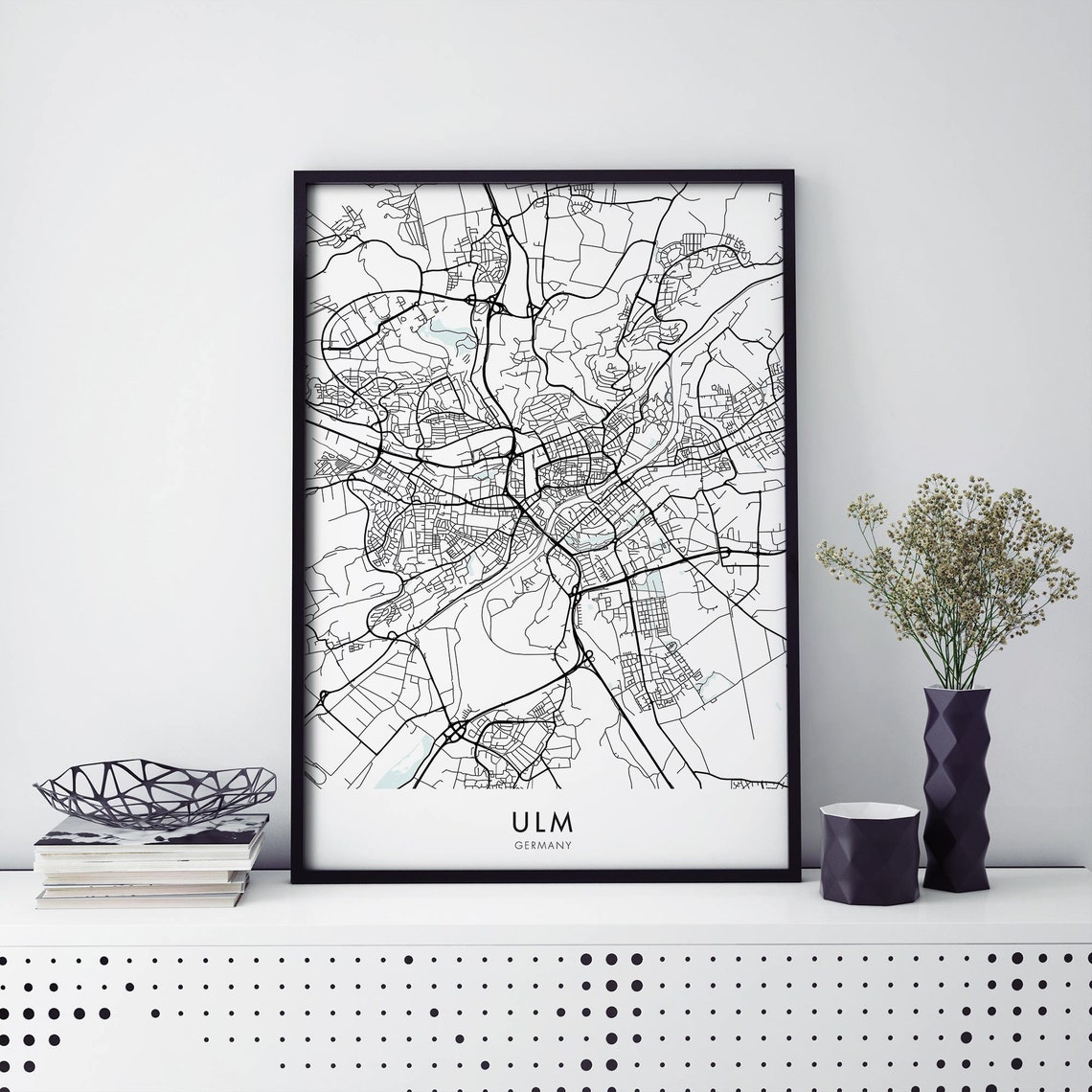 Ulm Germany Danube Riverside Modern Minimalist City Map Art Poster