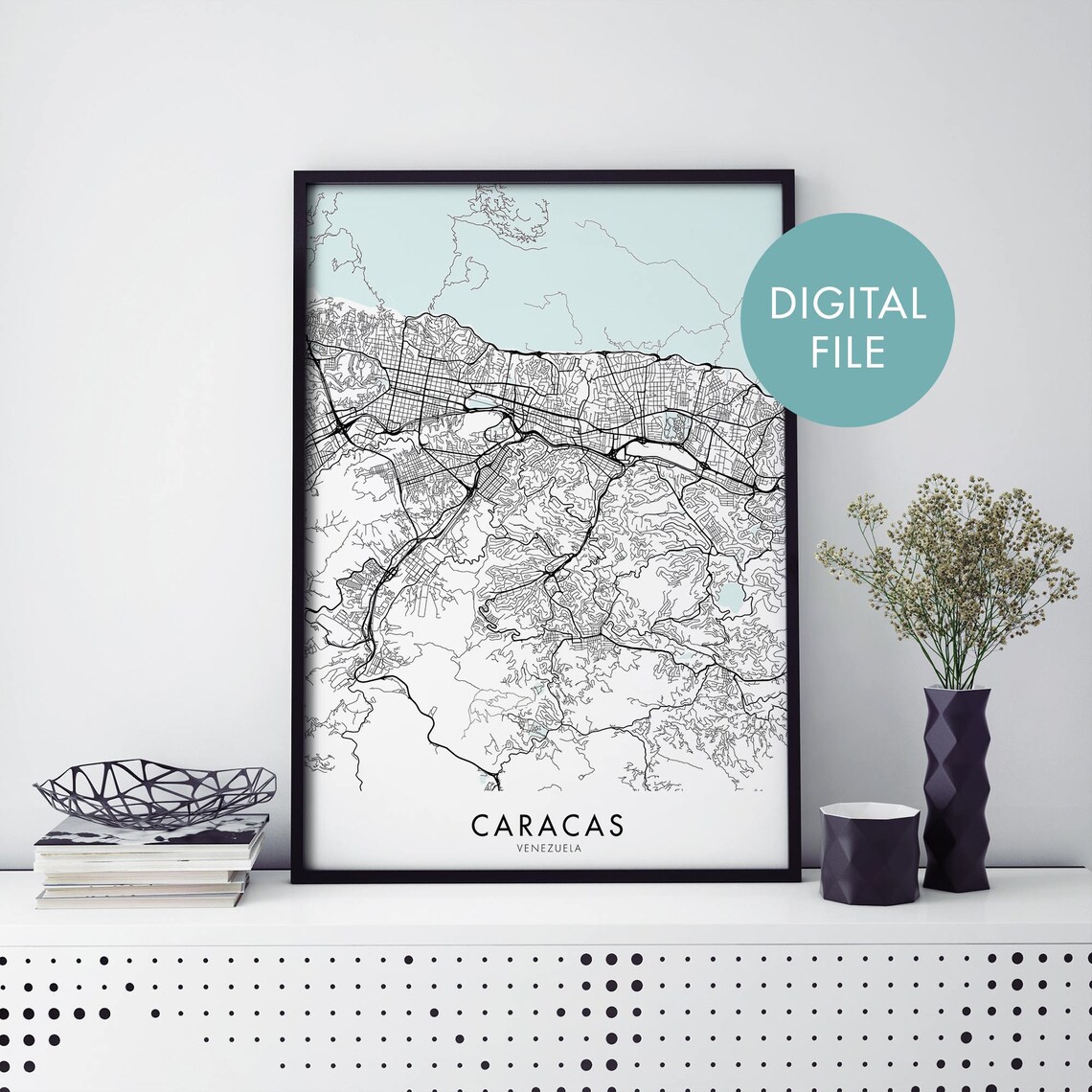 Caracas Venezuela City Map Art Print, Travel Map