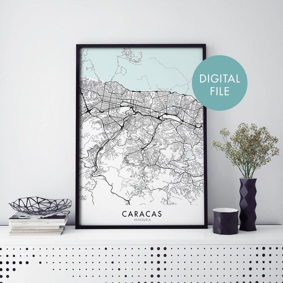 Caracas Venezuela City Map Art Print, Travel Map
