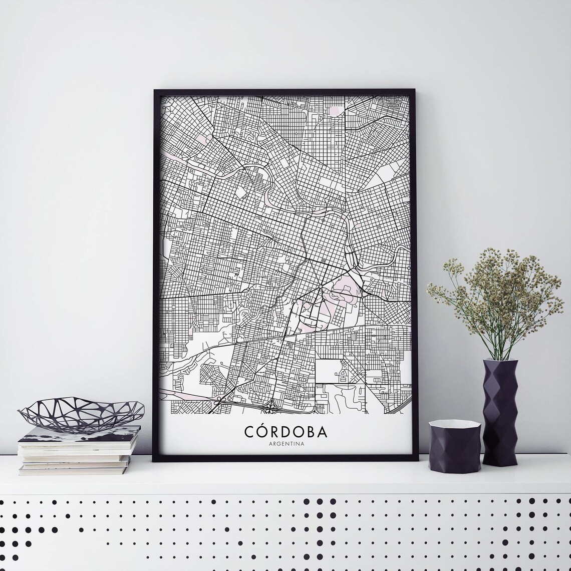 Cordoba Argentina Minimalist City Street Map Black White Poster