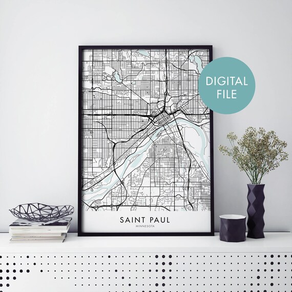Saint Paul Minnesota City Map Digital Download Line Art Poster