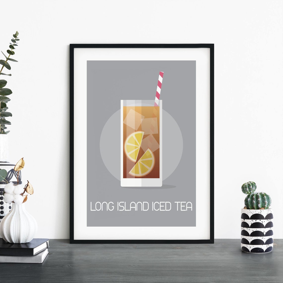 Long Island Iced Tea Cocktail Illustrative Print Wall Art 4x6 5x7 A4 A3 A2 A1