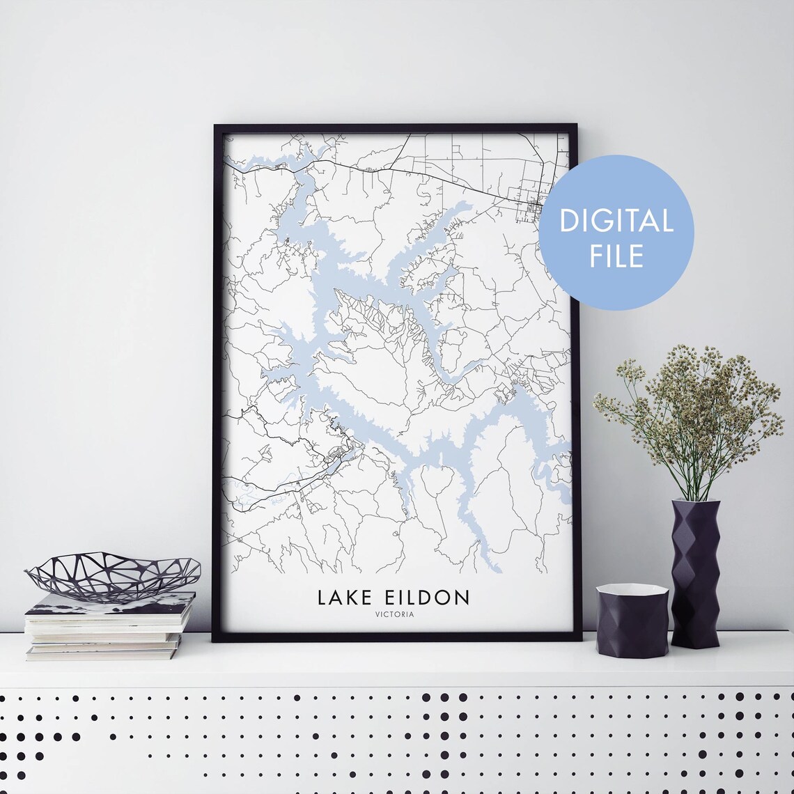 Lake Eildon Victoria Australia City Map Art Print