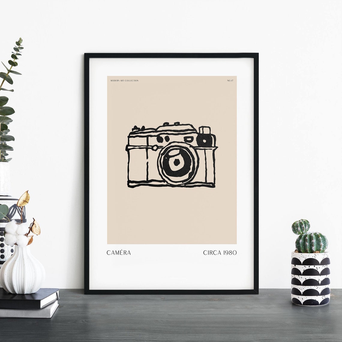 Vintage Film Camera Circa 1980 Line Drawing Minimalist Print
