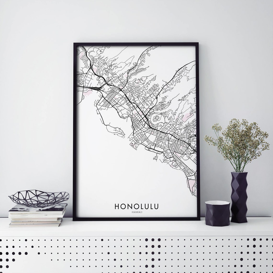 Honolulu Hawaii City Map Art Print