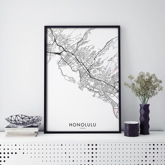 Honolulu Hawaii City Map Art Print