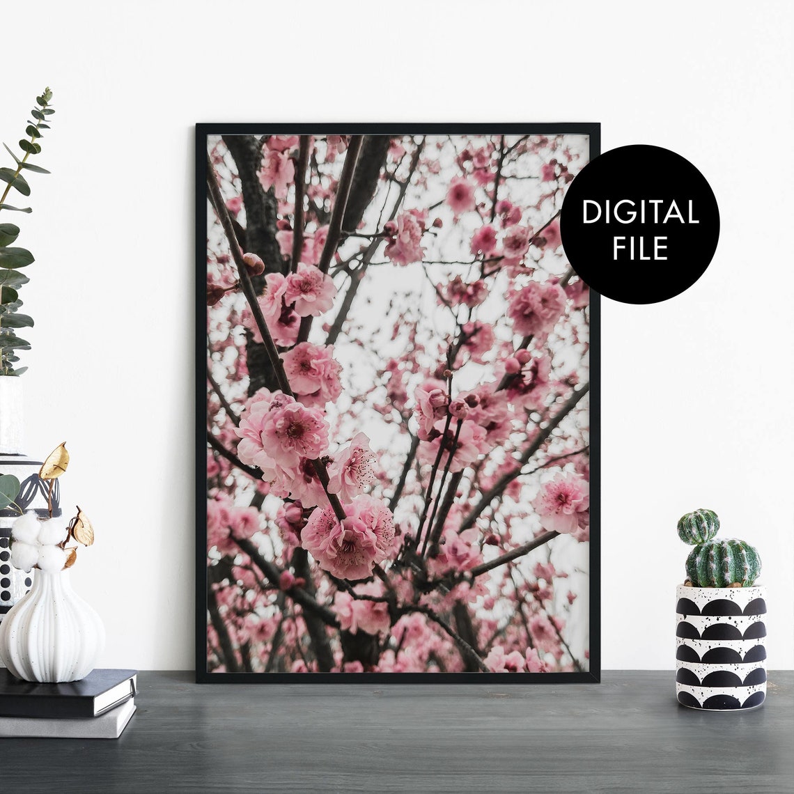 Pink Cherry Blossom Close-Up Spring Floral Photography Poster