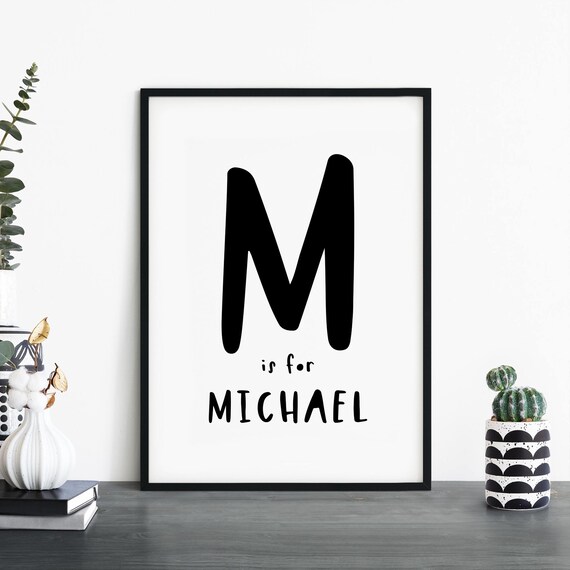 Personalised Childs Name Nursery Bedroom Print Wall Art Boys Girls Kids Baby