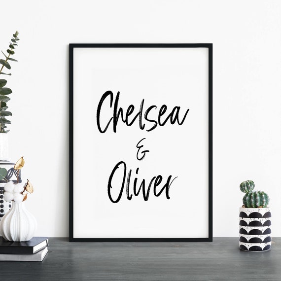 Custom Couples Names Poster Print Wall Art Personalized Text Your Here