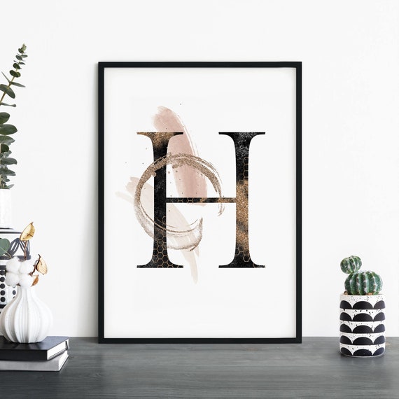 Letter H Alphabet Abstract Print Wall Art 4x6 5x7 A4 A3 A2 A1