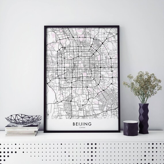 Beijing China Black And White Line City Map Poster Modern Style