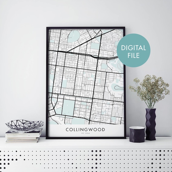 Collingwood Melbourne VIC 3066 Street Map Poster Black And White