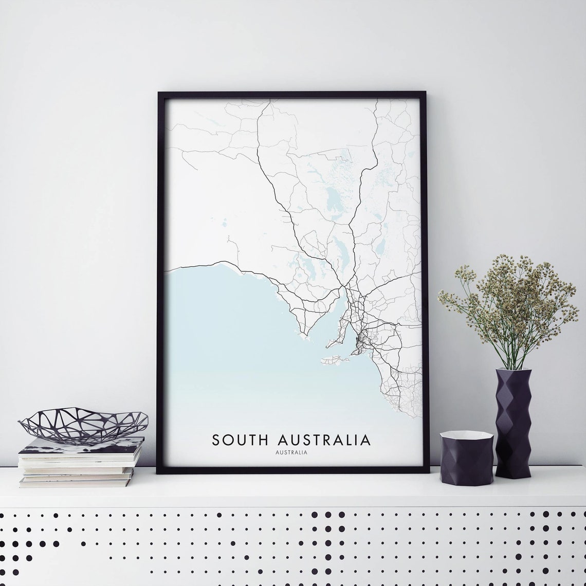 South Australia Minimalist Road Map Design Office Wall Poster