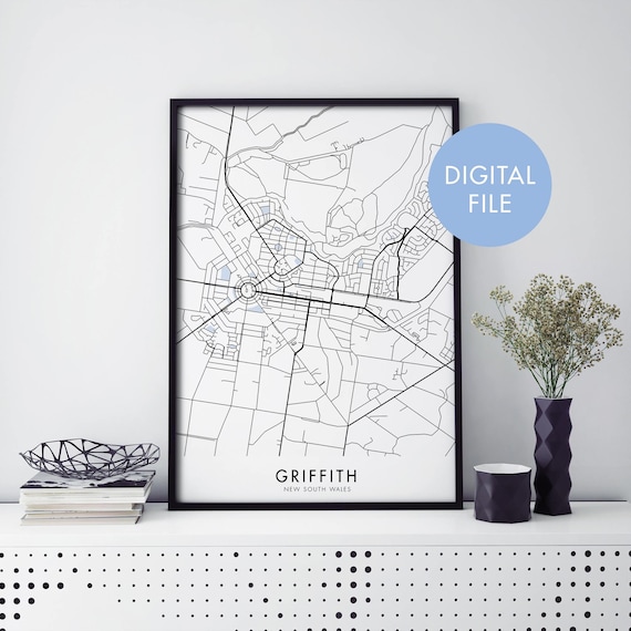 Griffith New South Wales Australia Minimalist City Street Map Poster