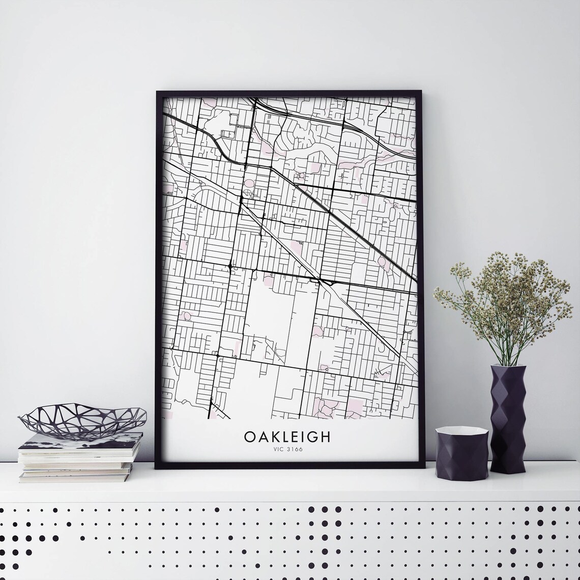 Oakleigh Melbourne Victoria Street Map Minimalist Art Poster