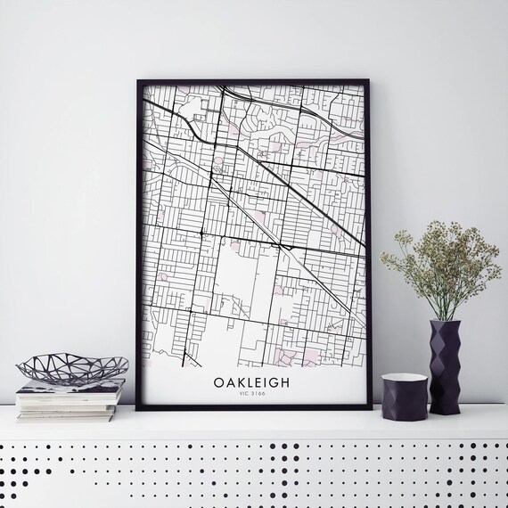 Oakleigh Melbourne Victoria Street Map Minimalist Art Poster